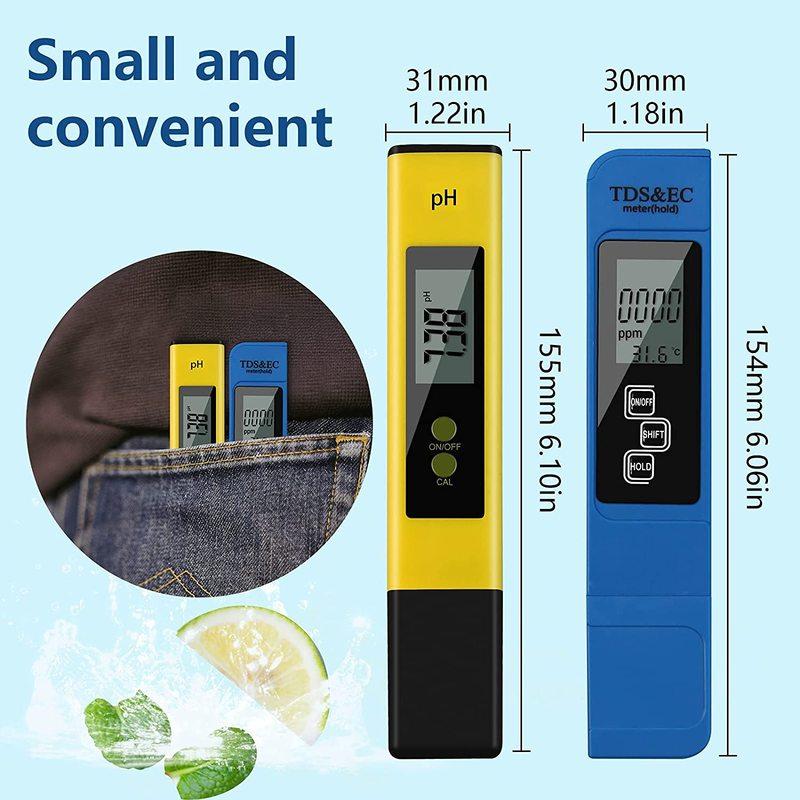 Digital pH Meter Portable Water Quality Tester with Glass Probe 0-14 pH Range High Accuracy Testing Kit for Lab and Home Use