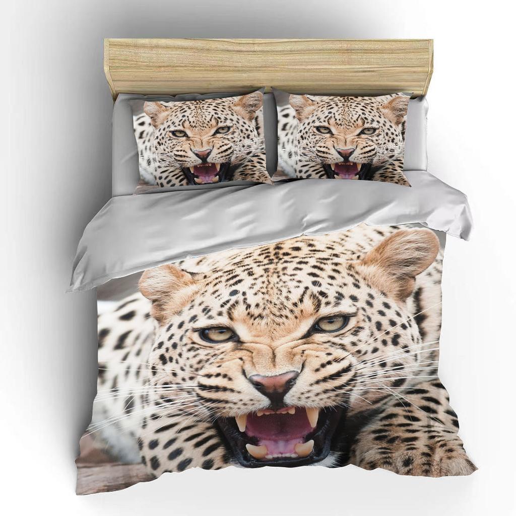 Neues Leoparden-Bettwäscheset 2023, 3D-Tierdruck, Bettbezug, Schwarz-Weiß, Luxus-Heimtextilien, Queen- und Kingsize, für Erwachsene und Kinder