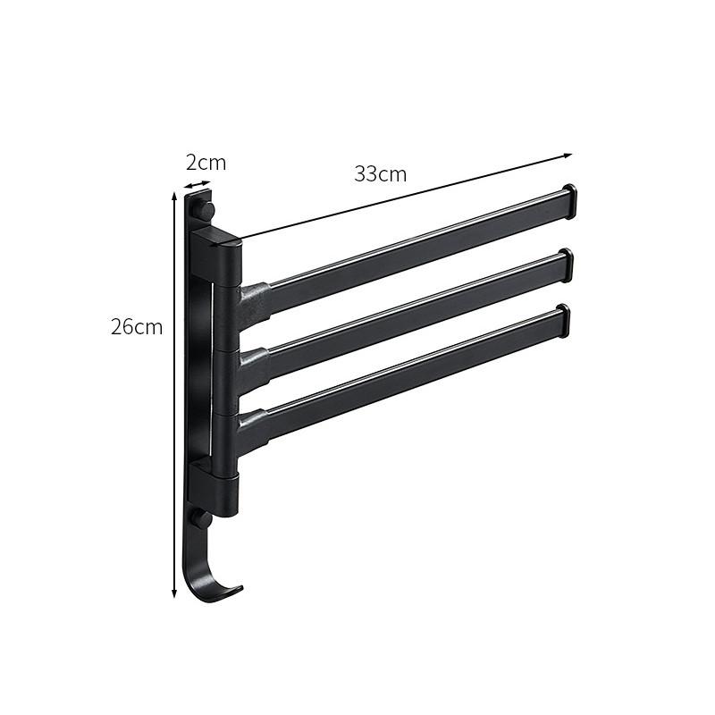 Towel Swivel Rack Wall Mounted Black Bar Hanger Rustproof Bathroom Rotation 180