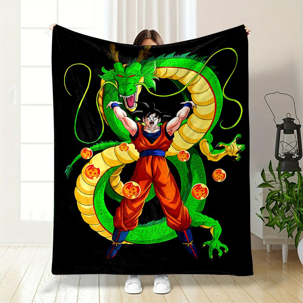 Dragon and Fighter with Dragon Balls Patterned flannel blanket perfect for the bedroom living room, sofa, or a little nap