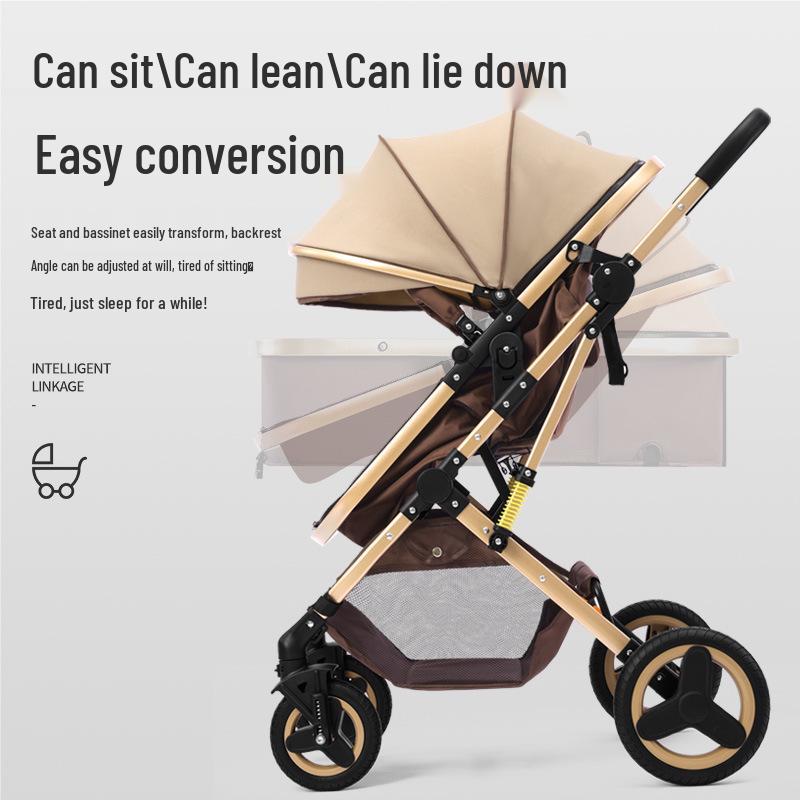 Convertible Newborn Baby Stroller - Versatile, High Landscape, Lightweight, Two-Way, One-Key Folding Design.