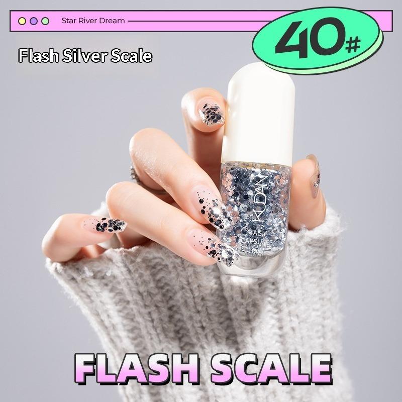 No-bake, Quick-drying, Odorless, Fine Glitter, Sparkly, Nude, Water-based, Peel-off Nail Polish.