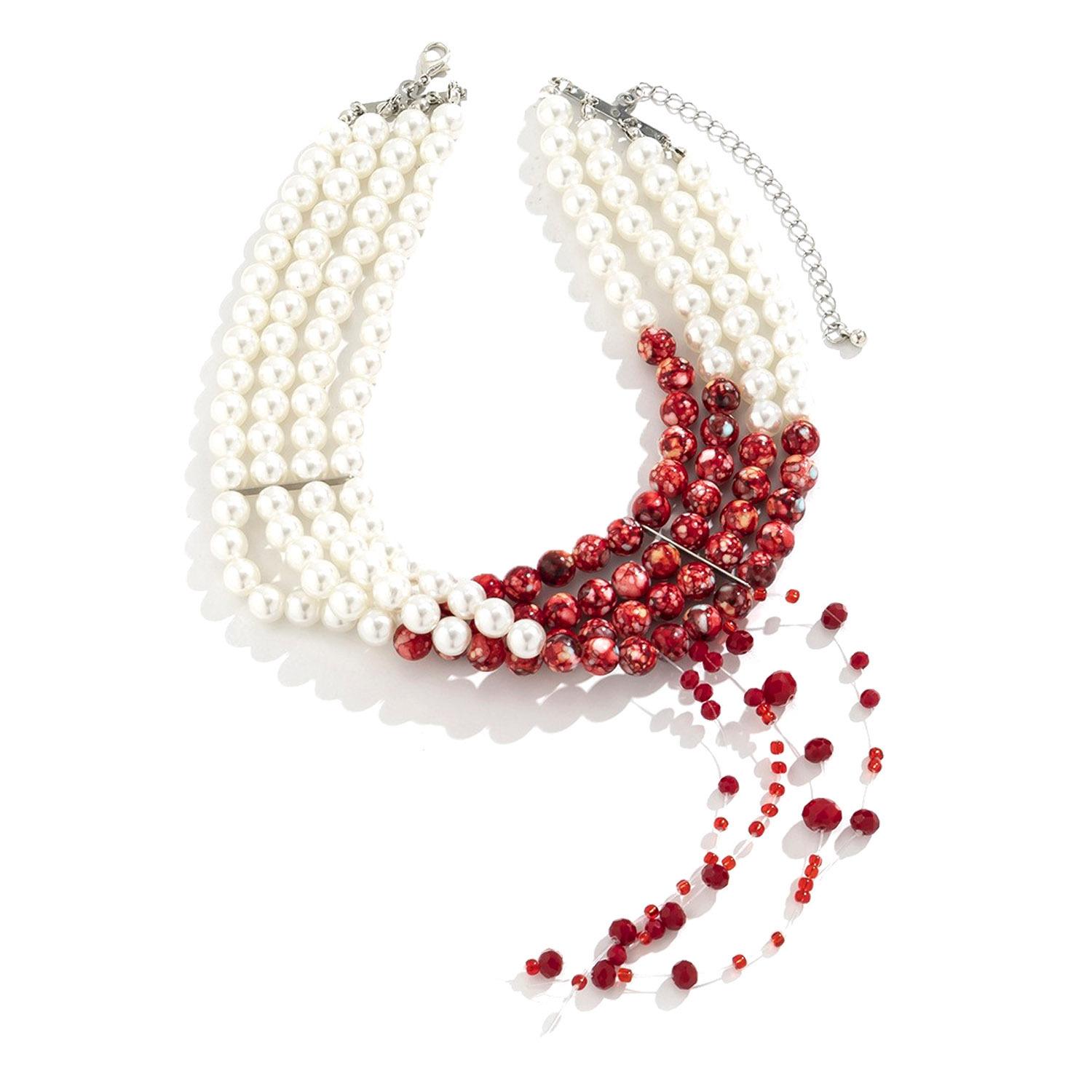 

Жемчужное колье-чокер с кисточками, готическое ожерелье Кровавая капля , браслет Кровавая капля из искусственного жемчуга, для девочек