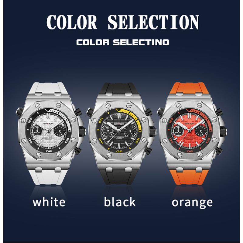 SANDA New Luminous Men's Quartz Watch Nails, Wodoodporne trendy Męskie zegarki kwarcowe