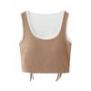 Women's Fake Two-Piece Crop Tank Top, Ribbed Cotton Sleeveless Camisole