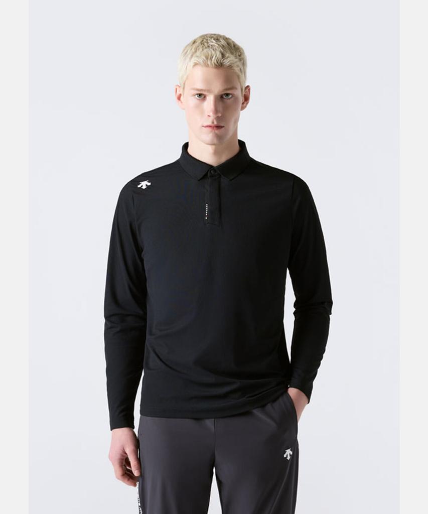 DESCENTE Men'S One-Point Polo Long Sleeve T-Shirt Black Sr321Tpl71