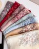 2025 Silk Women Scarf Warm Wool Shawls Lady Wraps Elegant Bufanda Floral Pashmina Embroidery Scarves Foulard  Hijab