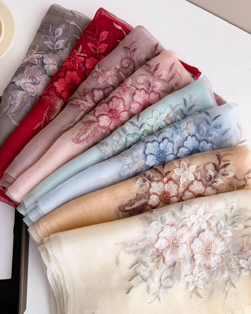 2025 Silk Women Scarf Warm Wool Shawls Lady Wraps Elegant Bufanda Floral Pashmina Embroidery Scarves Foulard  Hijab