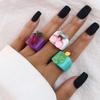 Cartoon Fruit Ring Women Fashion Korean Cute Animal Resin Acrylic Ring Set Christmas Birthday Party Gift Jewelry for Female Girl
