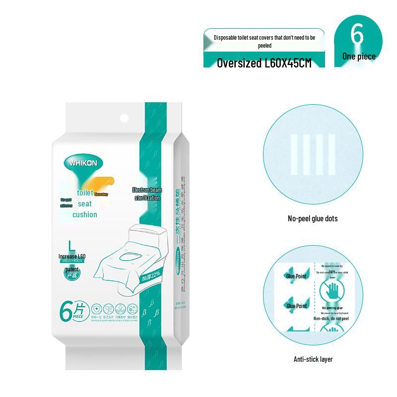 Individually Wrapped No-Peel Disposable Toilet Seat Cover for Travel & Hotel Use