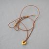 European and American Niche Retro Maillard Style Brown Leather Rope Love Pendant Casual Stacking Pull Adjustable Necklace