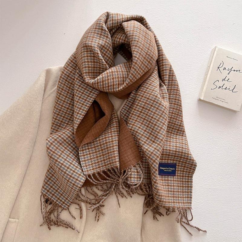 Autumn and winter new versatile scarf women's thickened woven thick beard fringed warm scarf imitation cashmere shawl