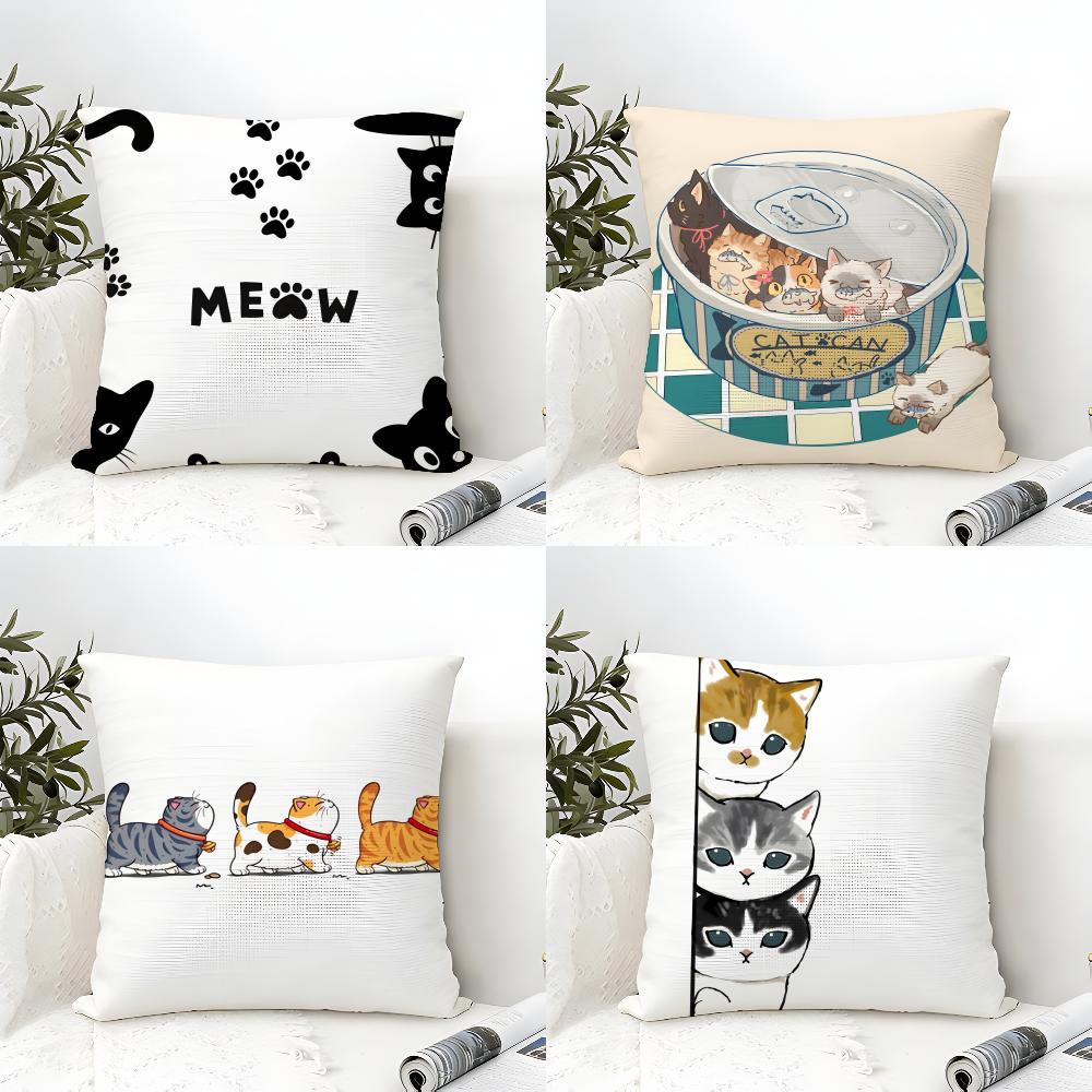 Cute Cartoon Plush Cat 3 Pillow Case Linen Cushion Covers For Decorative Sofa Home Pillows Case Car Chair Pillows Cases