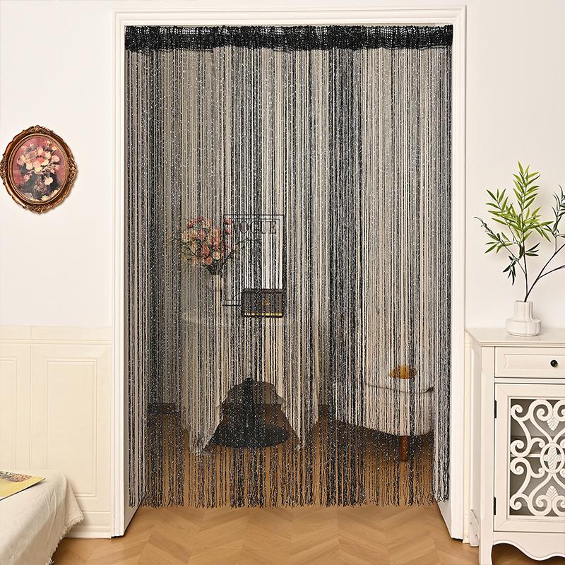 Glitter Curtains Tassel Curtains Hanging Door Curtain Encryption Partition Decoration Curtain for Door Living Room Bedroom