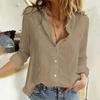 Camicette da Lavoro da Donna Bluse Casual con Scollo a V Top Camicia Manica Lunga Bottoni Leggera Colore Camicette Casual da Lavoro