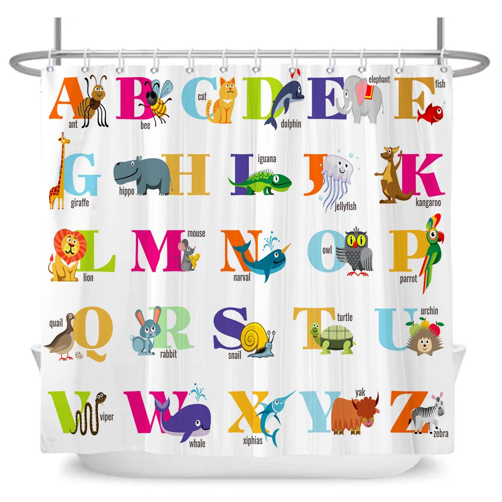 Cute Little Animal Shower Curtain Baby Room Decor Waterproof Kawaii Shower Curtain Bathtub Curtain Bathroom Textured With Hooks