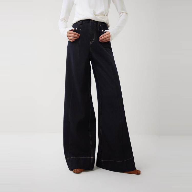 ELLE French Vintage Washed Loose Versatile Slimming Wide Leg Straight Leg Jeans Comfortable Casual Pants Women Bottoms L8WQW608