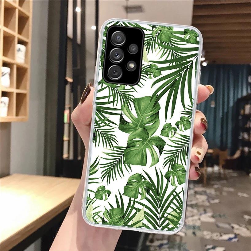 Summer Tropical Plants Green Leaf Phone Case For Samsung Galaxy A56 A55 A54 A53 A16 A15 A14 A13 A36 A35 A34 A33 A26 A25 A24 A23