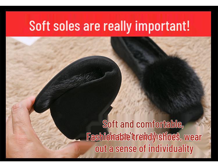 Mokasyny Damskie ze Skóry Naturalnej w Stylu Europejskim - Zimowe, Podszyte Futrem Minkowym, na Grubej Podeszwie, na Niskim Obcasie, Wygodne Buty