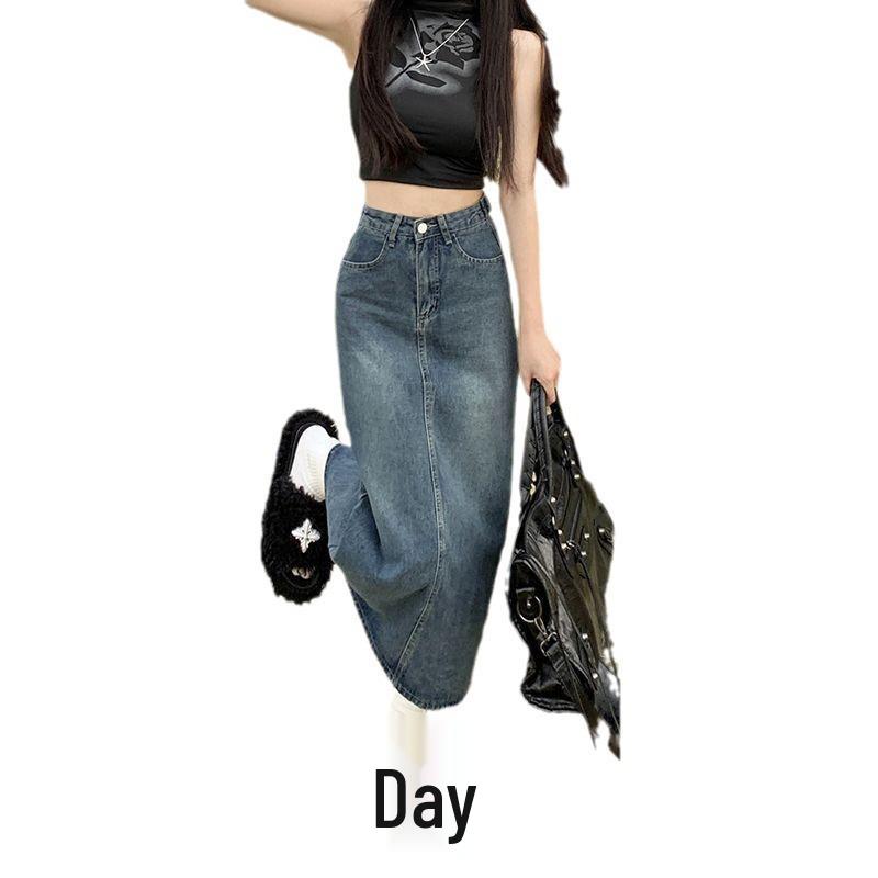 High-Waisted A-Line Denim Skirt for Women - Summer 2024 Thin Style 