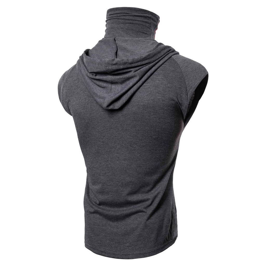 Pánská sportovní vesta Mask Button S Hooded Splice Velká pánská vesta s otevřenou vidlicí