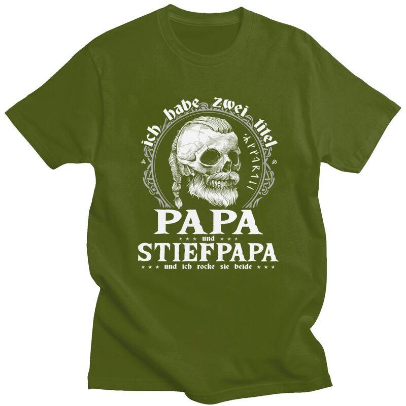 Custom Papa And Stiefpapa Viking Skull T Shirt Men Short Sleeve Dad Fathers Day Tshirt Casual Tee Pure Cotton Oversized Tshirt