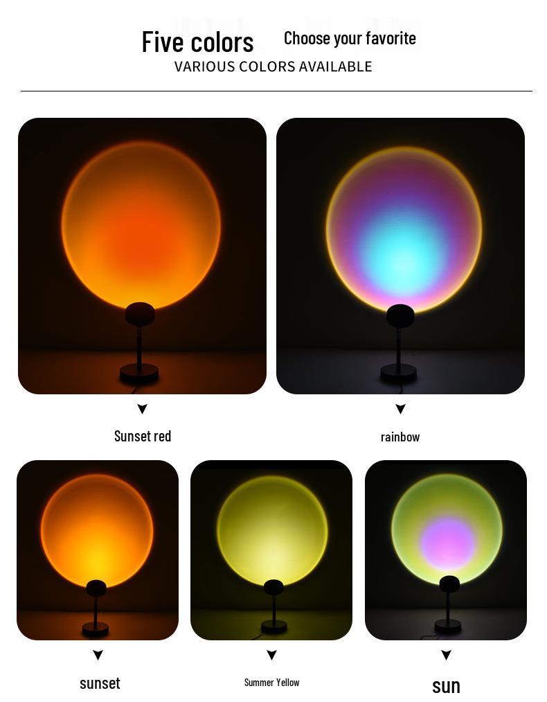 Lámpara de Proyección de Atardecer RGB - Iluminación Ambiental de Fondo para Sesiones de Fotos