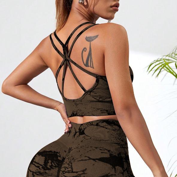 

Спортивный бюстгальтер Lulu Tie-Dye Racerback - Быстросохнущий, Ударопрочный, Дышащий жилет для йоги XS кофейный