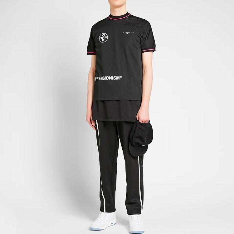 Off-White Printed Crew Neck Short Sleeve T-shirt Regular Fit Men Tops Black OMAA022R191010151028