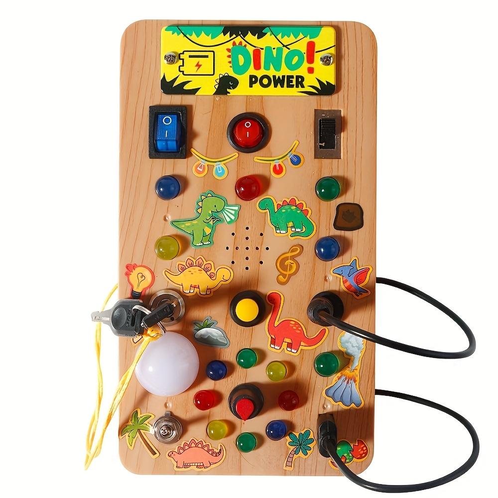 Dino Power Busy Box Pädagogisches sensorisches Spielzeug mit Farbabstimmung, Hand-Auge-Koordination, Konzentrationsverbesserung für Kinder 18M+, Perfekt für Reisen und Spielen zu Hause