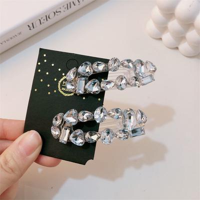 Luxury Zircon Super Flash Hair Clips Sense Of Niche Oval Fairy Bangs Side Clip Girl Heart Versatile Hair Accessories