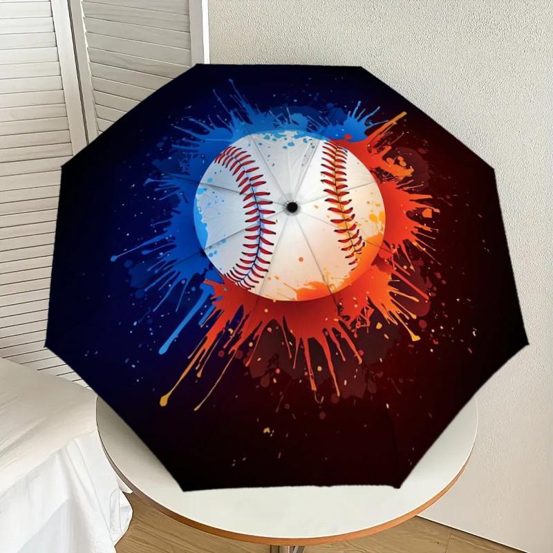 

1pc Baseball Splatter Art Print Umbrella with Plastic Handle,Suitable for All Seasons Home Travel Outdoor UmbrellaDD070
