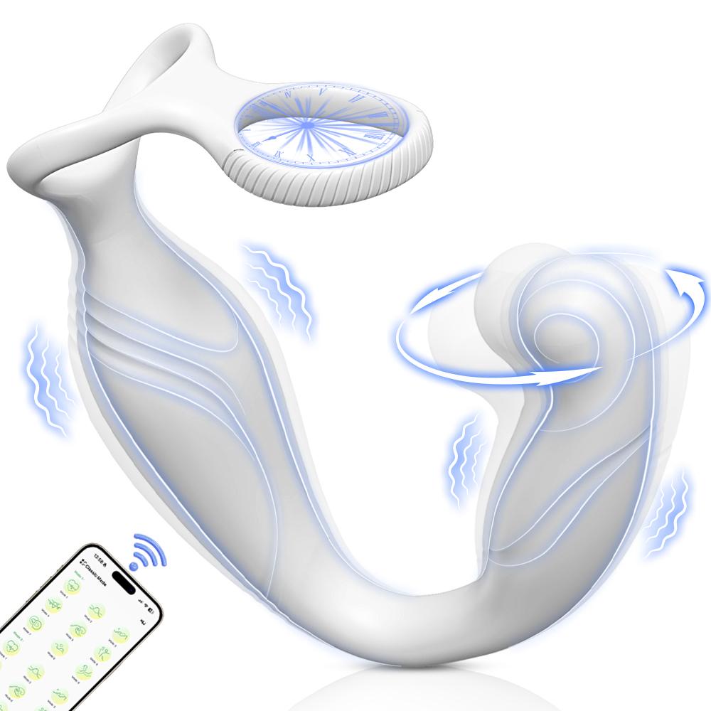 Wearable Male Rotating Prostate Massager Anal Vibrator Sex Toys Dual Penis Ring Cock Rings Anal Butt Plug Vibrators Anal Toys for Men 18+ Masturbator