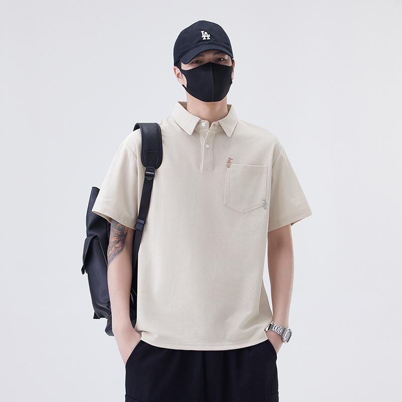 New Summer Men's Short-sleeved POLO Shirt Loose Teen Top with Collar Short-sleeved