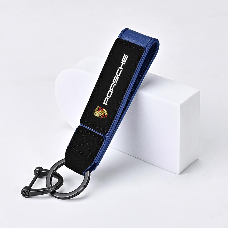 Suede Keychain Car Key Ring Anti-Loss Pendant Keyring For Porsche Cayenne Panamera Macan 911 718 Taycan Boxster Cayman 918 Pajun ukrs60