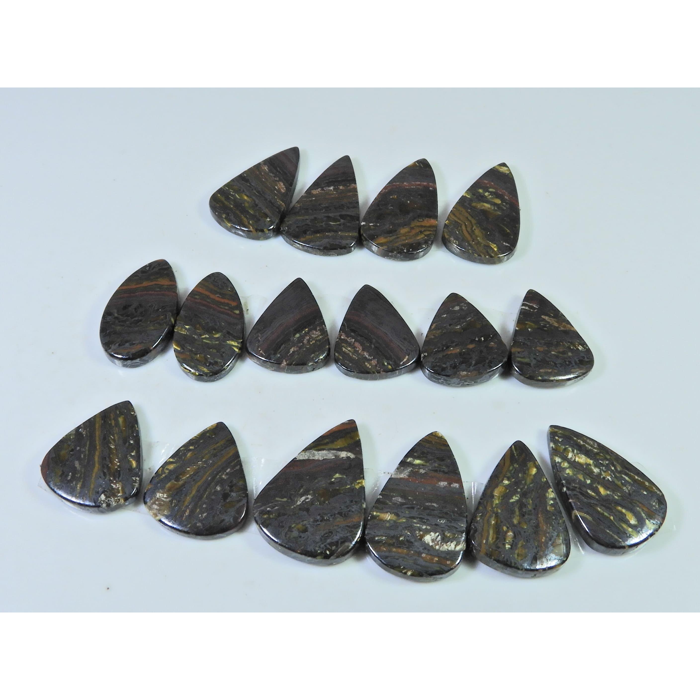 

193Cts. Natural Iron Tiger Matched Pair Pear Cabochon Gemstone 08 Pair Lot C-371