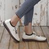 Sapatos Casuais Femininos de Cadarço Tamanho Grande Sapatos Brancos Pequenos Confortáveis Solado Macio Couro Macio Sapatos Estilo Feijão