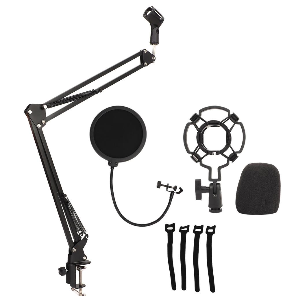 NB35 Microphone Stand Adjustable Mic Suspension Arm Stand with 3 8in To 5 8in Screw Adapter Clip Shock Mount