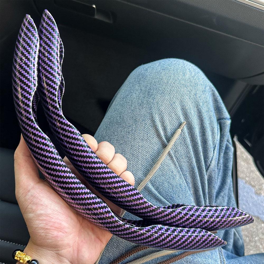 2 Stück Kohlefaser Auto Lenkradbezug Rutschfester Lenkradschutz Staubdicht Waschbar Innenraumzubehör Rund oder D