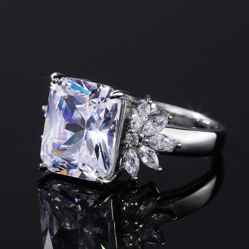 Nový nádherný křišťál CZ velké snubní prsteny ženy AAA obdélníkové kubické zirkonie Brilantní ženy snubní prsten Eternity šperky