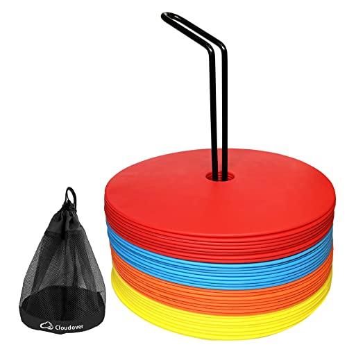 Cloudover Flat Marker 32-Piece Set: Flat Cone Spot Marker for Soccer/Futsal, with Stand and Storage Bag.