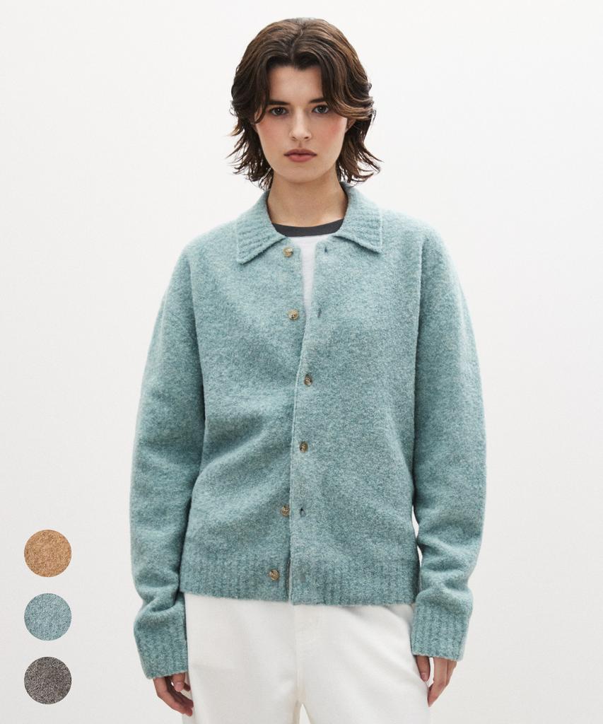 SUARE WOMEN 80% Wool Boucle Collar Cardigan - 3 Colors