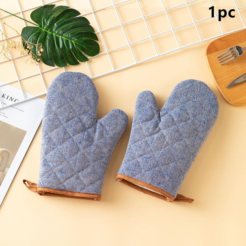 Thickened Oven Gloves Set, Anti-Scalding, Simple Cotton And Hemp, Microwave Oven Glove, Baking, Cooking, Kitchen