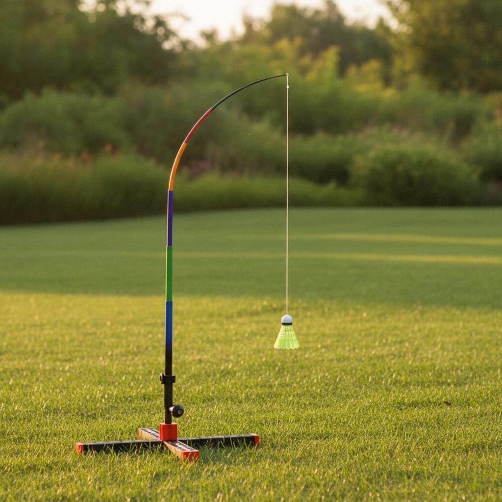 Solo Badminton Practice Device with Elastic Pole Portable for Outdoor, Beginners