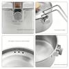 1L Camping Pot Cookware 304 Stainless Steel Outdoor Camping Kettle Backpacking Picnic Cooking Bento Box with Foldable Handle