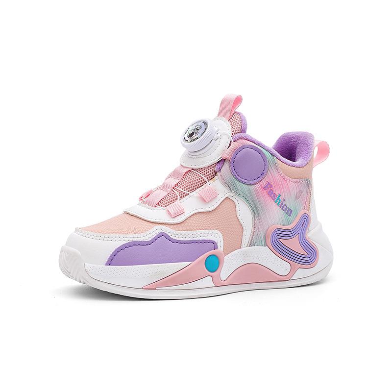 

2025 children s cotton shoes medium and older children s winter boys basketball shoes waterproof leather warm velvet sports shoes 39