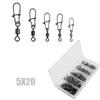 100pcs Fishing Lure Hook Connector for Saltwater Freshwater Barrels Swivels with Snaps Ball Bearing Barrels Rolling Swivels