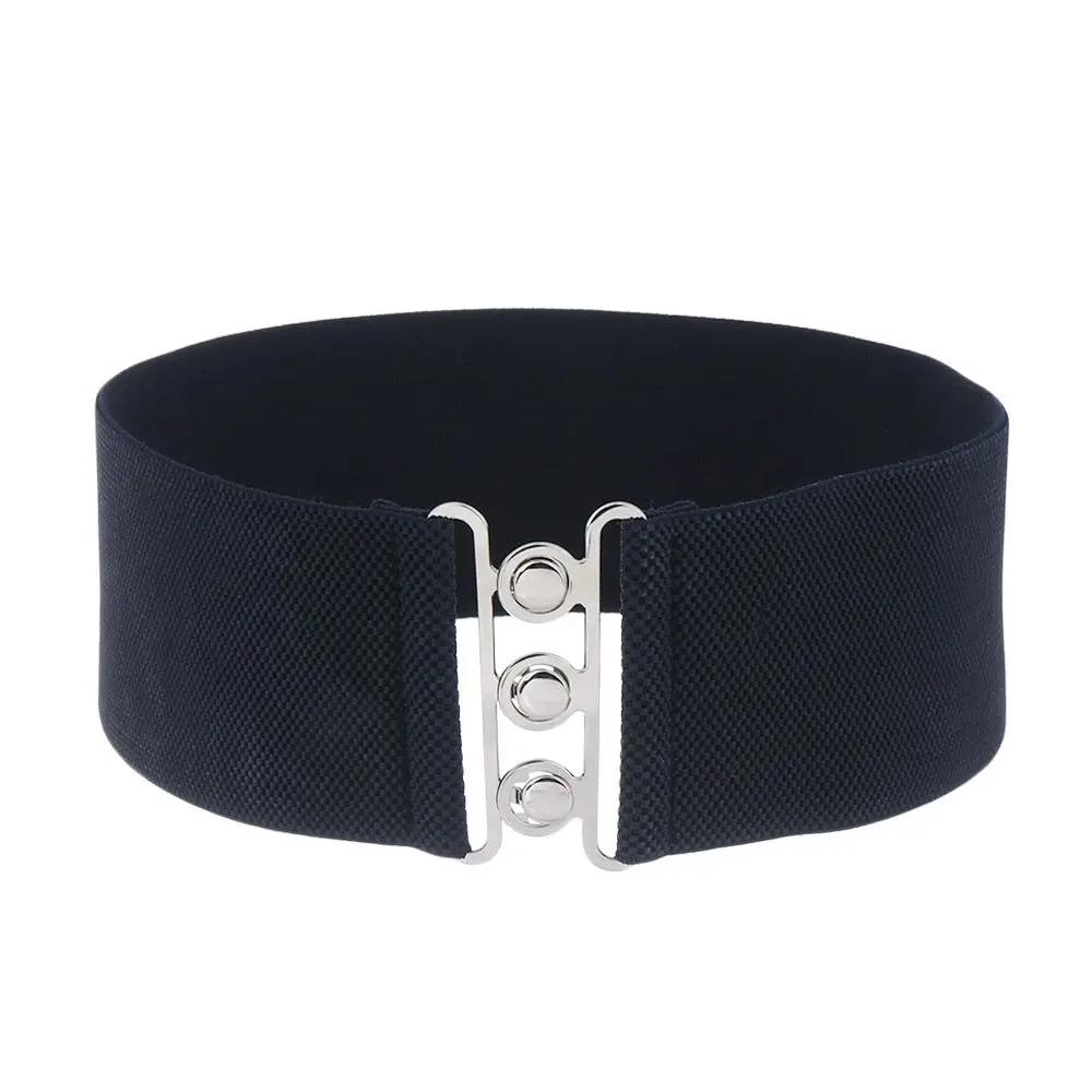 2026 New Women Fashion Wide Elastic Belt Metal Buckle Cinch Waistband Ladies Dress Waist Band Cummerbands Casual Stretch Belt