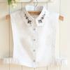 Colletto Falso in Cotone Coreano da Donna Argento Perline Rimovibile Colletto Falso Camicetta Strass Falsi Colletti Femminili Colletto Staccabile