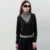 Women's Faux Two-Piece Knit Pullover Sweater